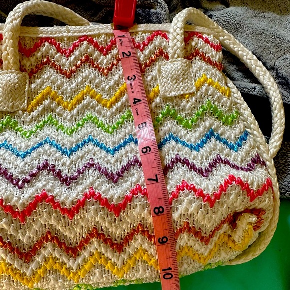 Vtg Bob & Alice Woven Macrame Multicolored Chevron Print Medium Shoulder Bag guc - Picture 5 of 8